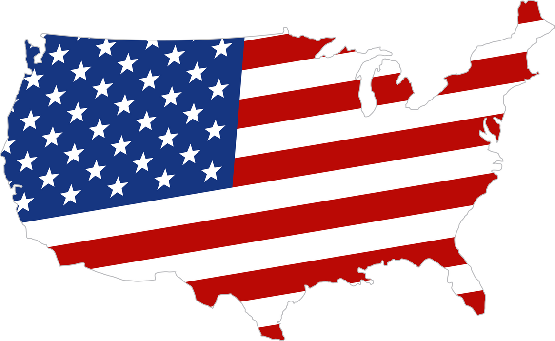 USA Flag and Map.